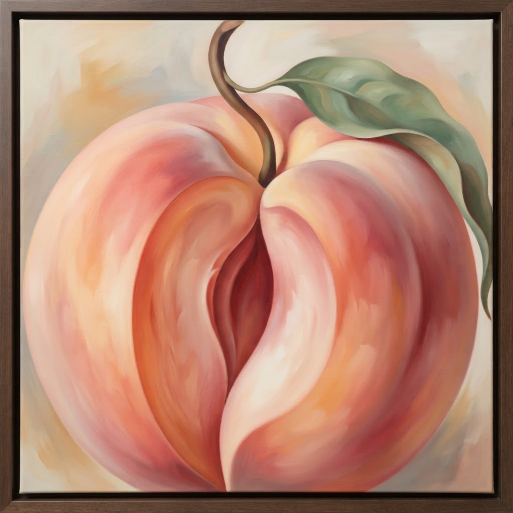 Peach on a Branch, Oil on canvas