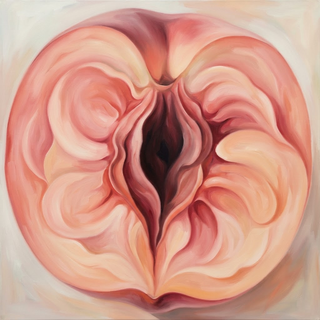 Peach, Halved, Oil on canvas